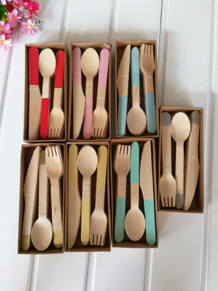 KitchFlare Disposable Wooden Cutlery Set - 24PCs - GoodFie