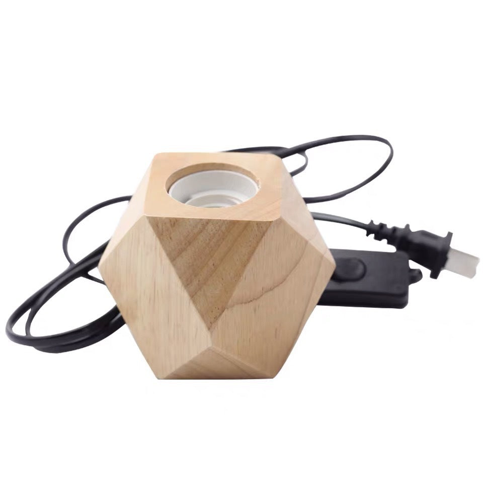 Wooden Retro Lamp Holder – Table Lamp with Hanging Wire - GoodFie