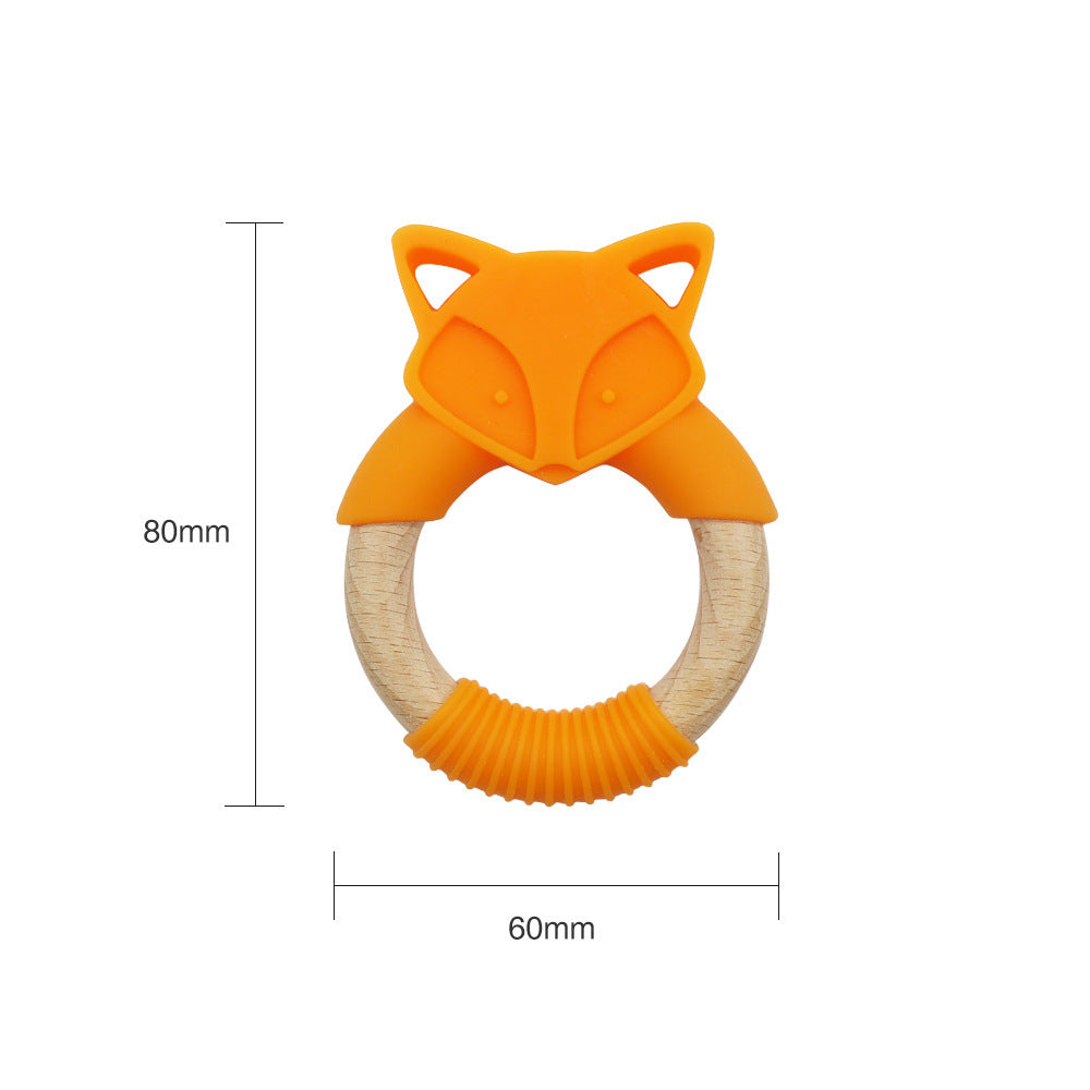 Fox Baby Teether – Silicone & Wood Molar Ring Toy - GoodFie