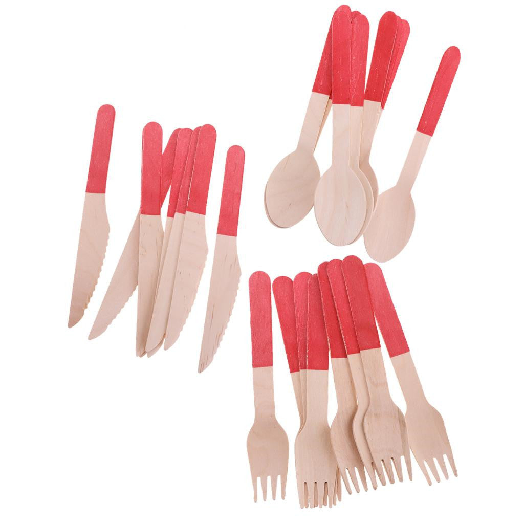 KitchFlare Disposable Wooden Cutlery Set - 24PCs - GoodFie