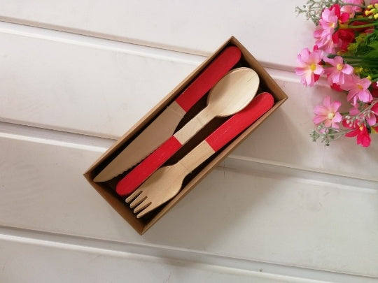 KitchFlare Disposable Wooden Cutlery Set - 24PCs - GoodFie