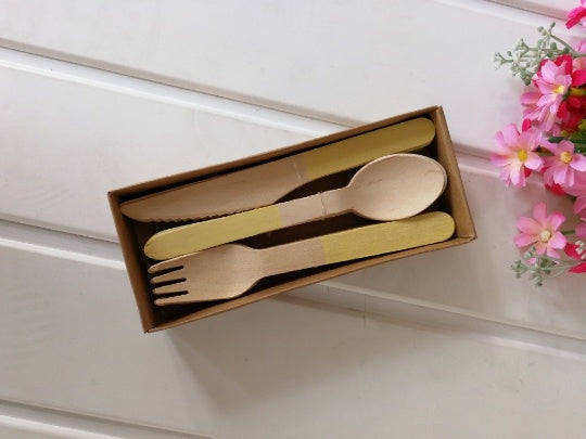 KitchFlare Disposable Wooden Cutlery Set - 24PCs - GoodFie